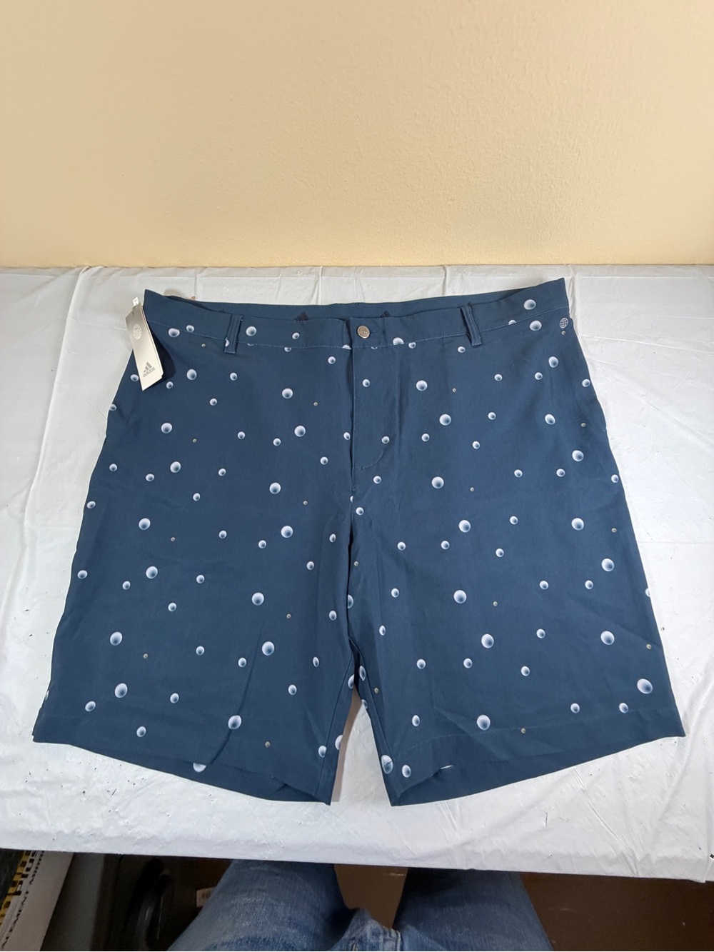 adidas Navy Blue Golf Ball Print Flat Front‎ Men's Shorts